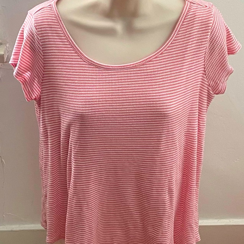Motherhood Maternity Nursing striped red & white top T-shirt tee, size S boho
